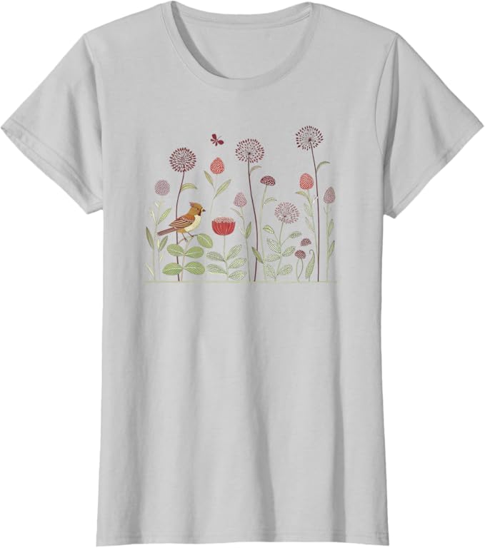 Cardinal Bird in the Garden T-shirt