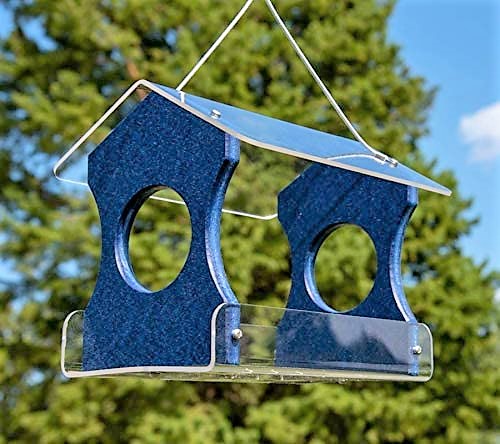 JCs Wildlife Blue Recycled Poly Lumber Hanging Bird Feeder