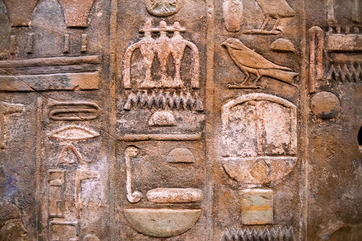old egyptian hieroglyphs that include bird drawings