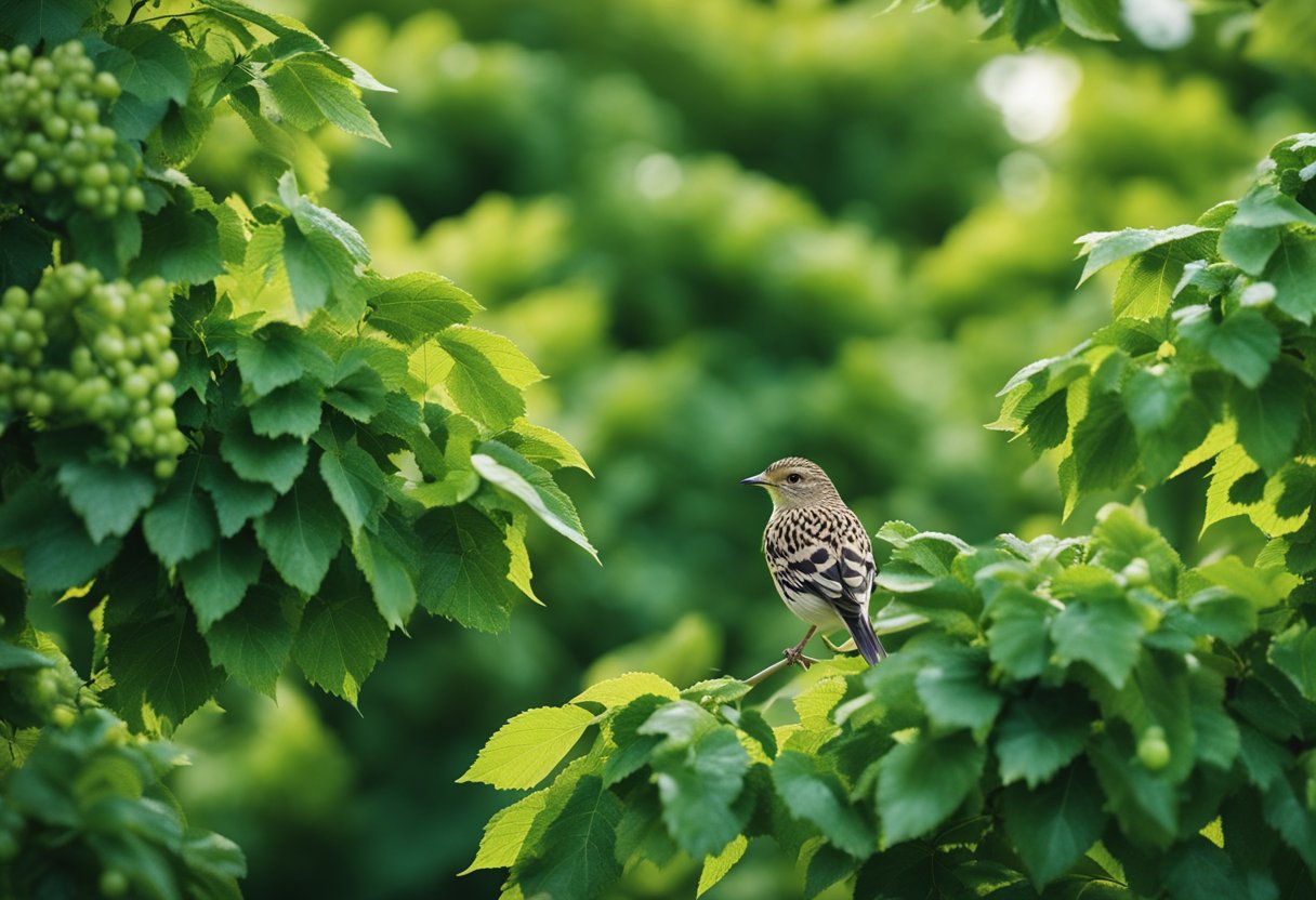 Fifteen mulberry bushes surrounded by chirping birds